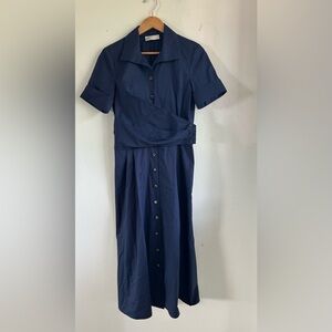 Tory Burch navy blue dress button front shirt dress size 8